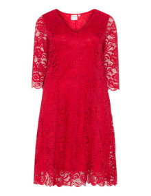 Junarose A-line lace dress Red