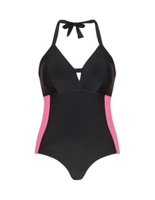 Junarose Colour contrast halterneck swimsuit  Black / Pink