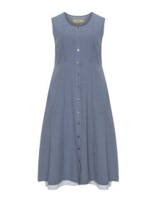 Isolde Roth A-line linen cotton blend dress Smoky-Blue