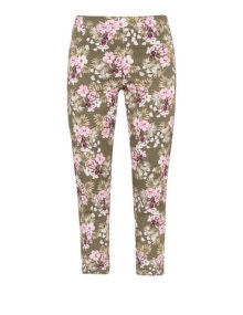 Jo and Julia 7/8 floral print trousers  Dark-Green / Pink