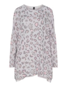 Yoek Leopard print jumper Light-Grey / Pink