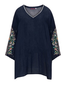 Johnny Was Embroidered sleeve tunic  Dark-Blue