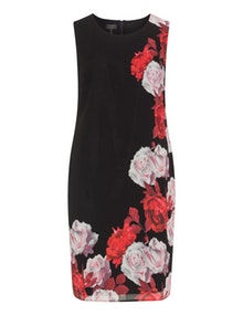 Apart Embellished rose print dress Black / Red
