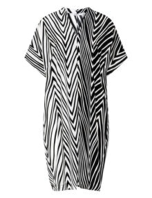 Mat All over print mid length dress Black / Ivory-White