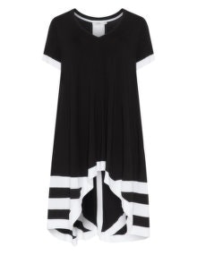 Mat Striped high-low dress Black / White