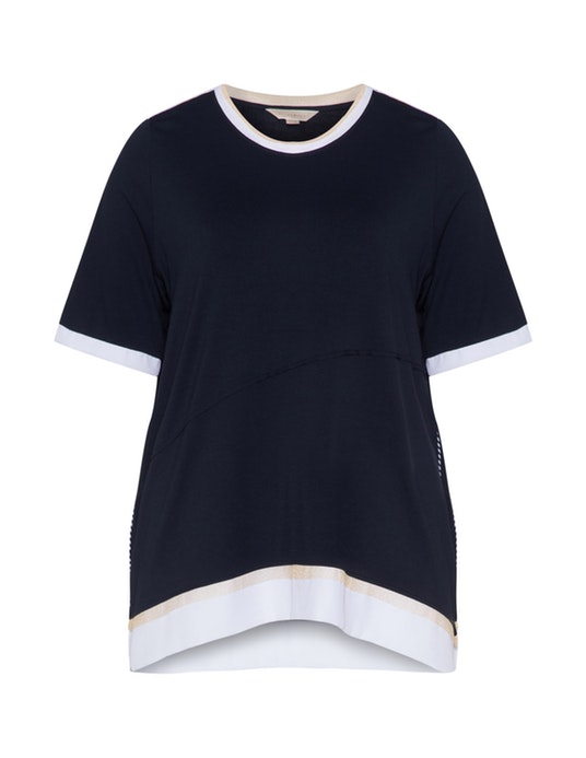 Isolde Roth Crêpe trim t-shirt Dark-Blue / White