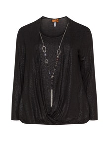 Aprico Glitter top and necklace Black