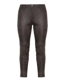 Samoon Leather look trousers Dark-Brown