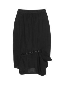Luukaa Buttoned linen-wool mix skirt Black