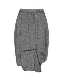 Luukaa Buttoned linen-wool mix skirt Grey