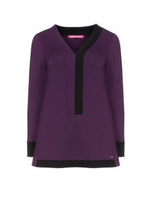 ViaDonatella Colour block jersey top Purple / Black