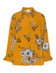 Zizzi All over floral print shirt  Yellow / Multicolour