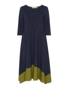 Isolde Roth Cotton blend colour block dress Dark-Blue / Green