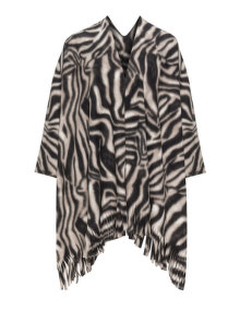 Boris Animal print fleece cape Black / Beige
