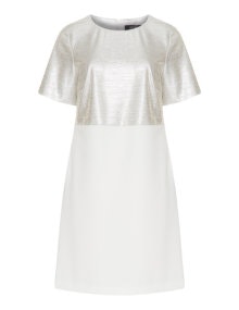 navabi Silver and white shift dress Cream / Silver