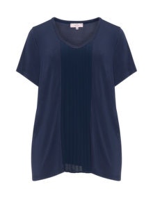 annalisa Pleated jersey top Blue