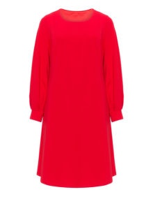 Arched Eyebrow for navabi Gathered sleeves shift dress Red