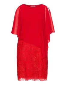 Gina Bacconi Lace trim cocktail dress Red