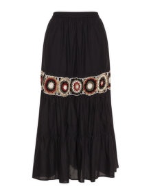 Mat Cotton crocheted insert maxi skirt  Black / Multicolour