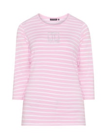 Jette Embellished stripe top  Pink / White