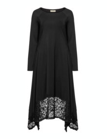 Isolde Roth Lace trimmed long line jersey dress Black