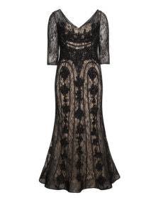 Viviana Embroidered lace evening gown  Black / Beige
