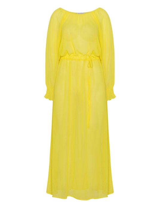 Elvi Semi-sheer chiffon maxi dress  Yellow
