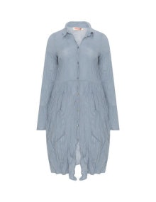 Privatsachen Crinkled cotton coat dress Light-Grey