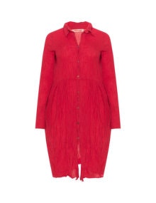 Privatsachen Crinkled cotton coat dress Red