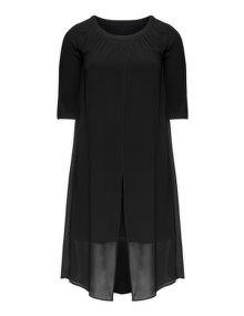 Manon Baptiste Chiffon jersey dress Black