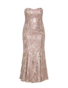 Ariella Sequin embroidered evening gown Dusky-Pink
