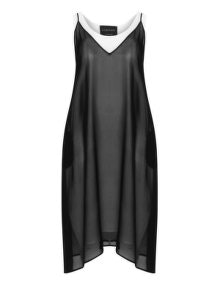 Ronen Chen Chiffon overlay linen dress Black / White