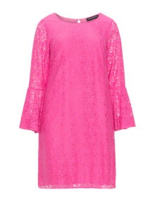 Manon Baptiste Fluted sleeve lace dress Pink