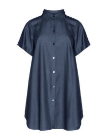 Yoona Denim long line shirt Dark-Blue