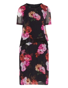 Godske Floral layered chiffon dress Black / Multicolour