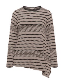 Isolde Roth Striped crushed jersey top Taupe-Grey / Black