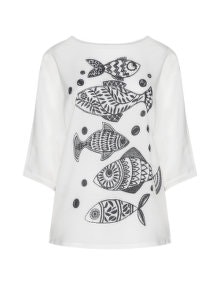Marina Rinaldi Sport Fish print top White / Black