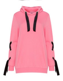 Zizzi Laced hoodie Pink / Black