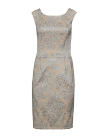 Weise Two tone jacquard pencil dress Sand / Silver