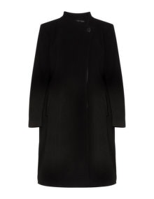 Studio 8 Asymmetric wool-cashmere coat Black