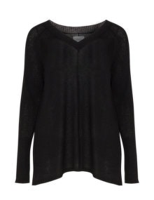 Zizzi Fine knit v-neck jumper Black