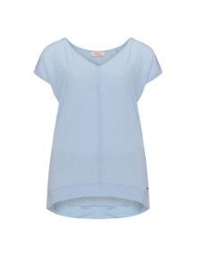 Triangle V-neck crepe and jersey t-shirt Light-Blue