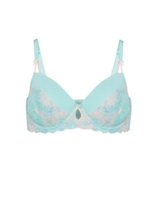 Deesse Lace detail balconette bra Turquoise / Pink