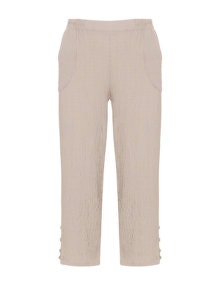 zedd plus Textured cotton mix trousers Beige