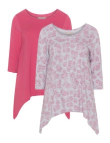 Simply Be Set of 2 cotton tops Pink / Grey