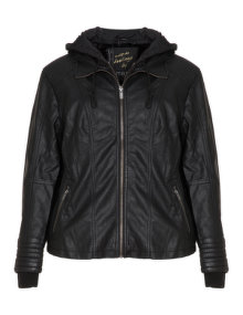 Mat Hooded faux leather jacket Black