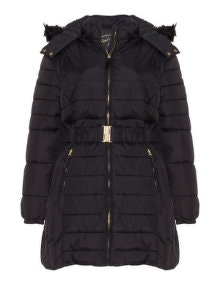 Mat Quilted hooded jacket Black
