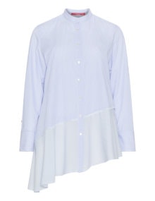Marina Rinaldi Sport Striped asymmetric shirt Cream / Blue