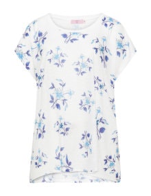 Velvet Pop Floral embroidered t-shirt White / Blue