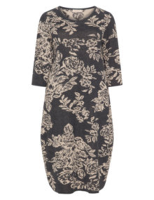 Isolde Roth Floral knitted dress Anthracite / Beige